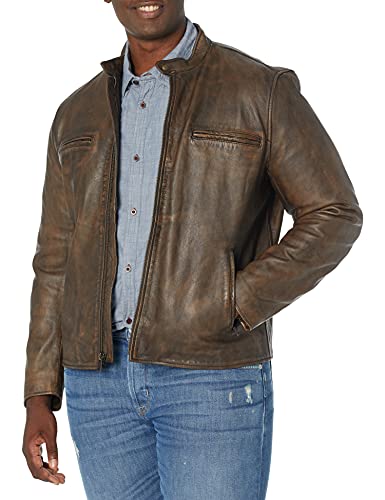 ジャケット・アウター VINTAGE WASHED LEATHER ZIP Vintage G.S.C on Time Leather Zipper Jacket M Size Brown